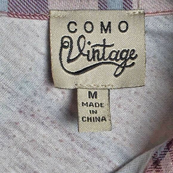 Como Vintage M Plaid Button Shirt Roll Tab Sleeves - Picture 5 of 6